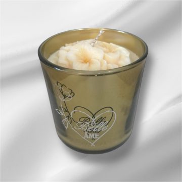 Floral Candle in Gold Glass