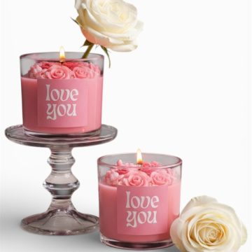 Love You – Floral Candle